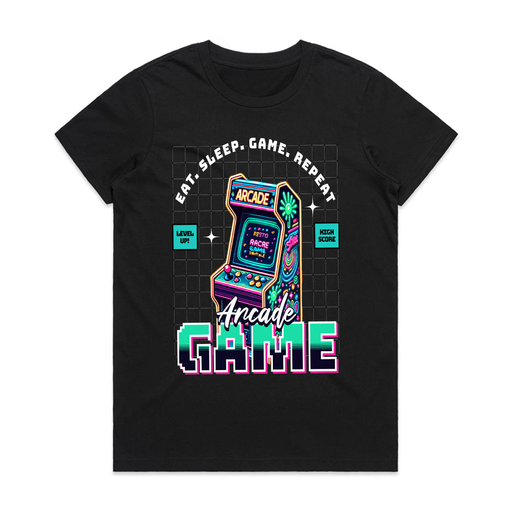 Retro Arcade Gamer T-Shirt – Neon Vintage Gaming Tee