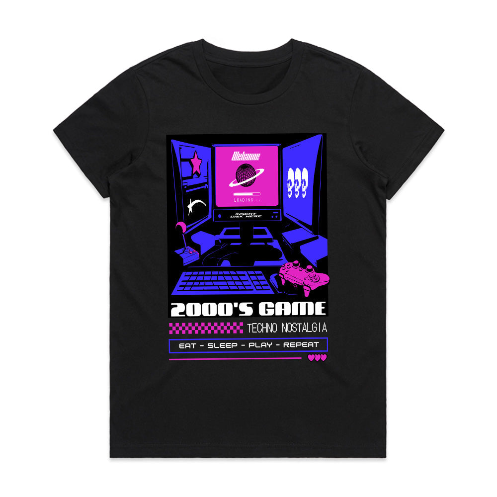 Retro 2000s Gaming T-Shirt - "Techno Nostalgia" Cyberpunk Aesthetic