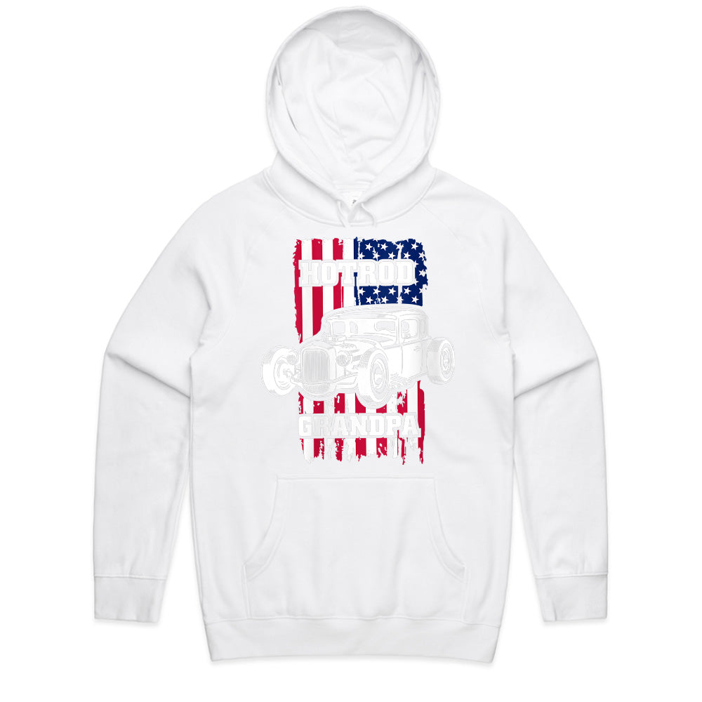 Hot Rod Grandpa American Flag Sweatshirt – Classic Car Enthusiast Gift 🇺🇸