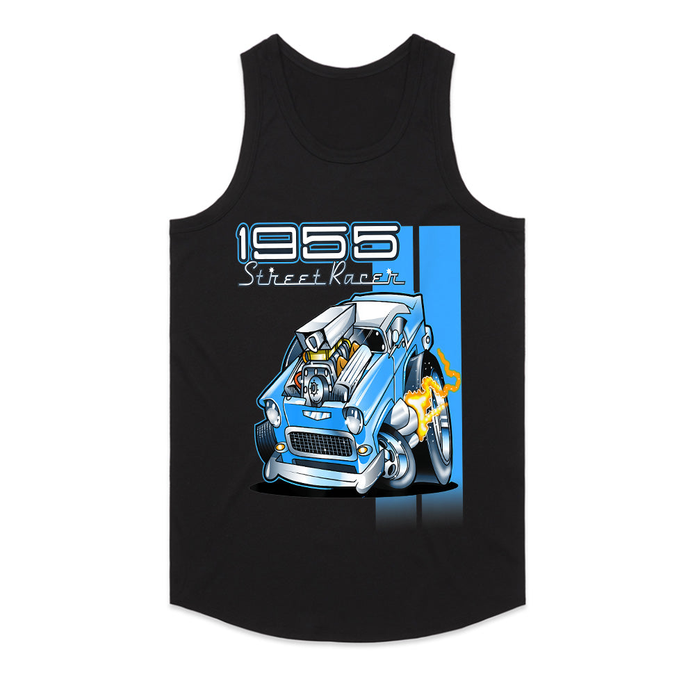 1955 Hot Rod Street Racer T-Shirt – Vintage 50s Cartoon Muscle Car Tee