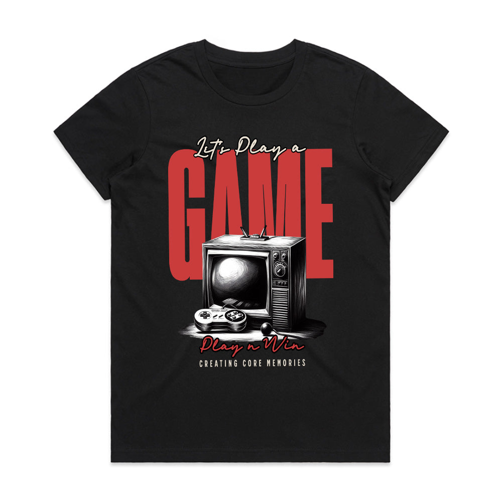 Retro Gamer T-Shirt – "Let's Play a Game" Vintage Console Design