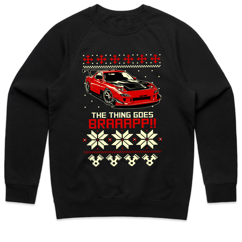 The Thing Goes BRAAAP!! – RX-7 Rotary Ugly Christmas Sweater T-Shirt