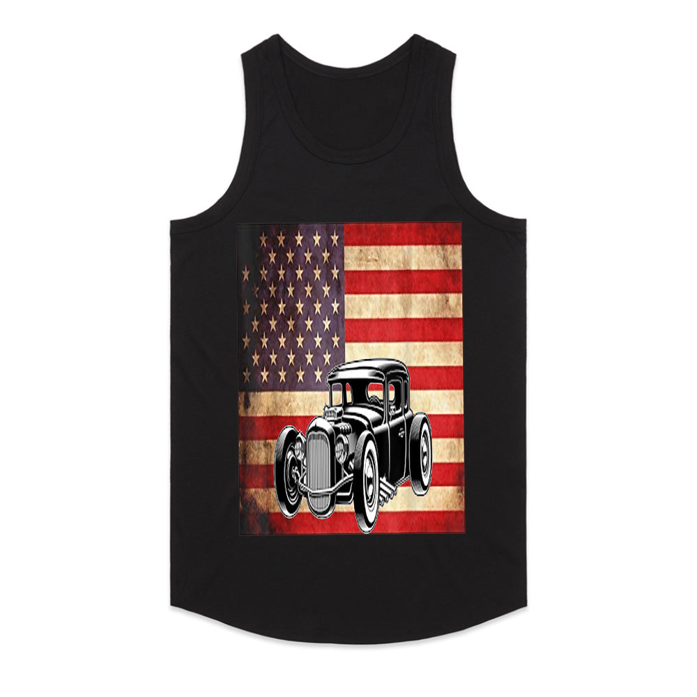 American Flag Hot Rod T-Shirt – Vintage Classic Car Enthusiast Tee