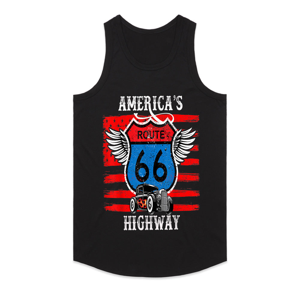 America’s Highway Route 66 Hot Rod T-Shirt – Vintage Retro Car Tee