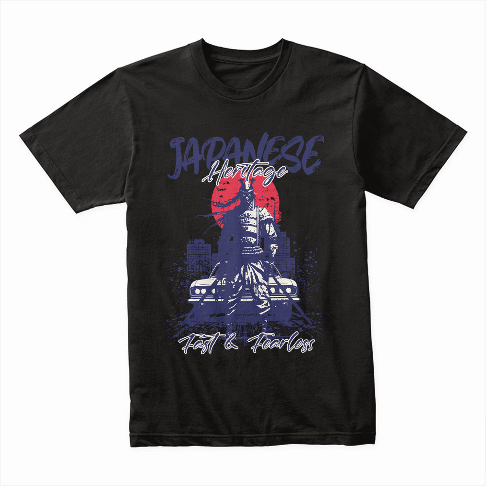 Japanese Heritage T-Shirt – Fast & Fearless Samurai JDM Edition