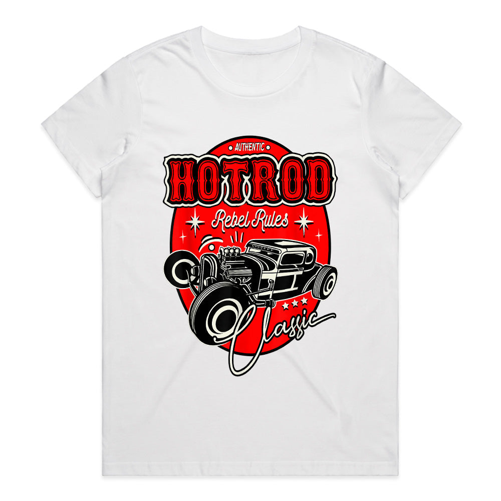 Hot Rod Rebel Rules T-Shirt | 50s Retro Rockabilly Classic Car Design