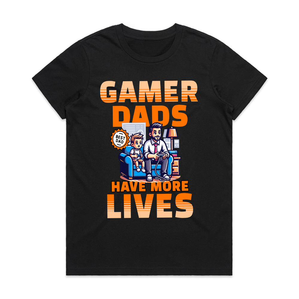 Gamer Dad T-Shirt – "Gamer Dads Have More Lives" Father & Son Gaming Tee