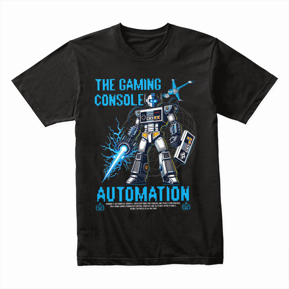 "The Gaming Console Automation" T-Shirt - Retro Mecha Gamer Design