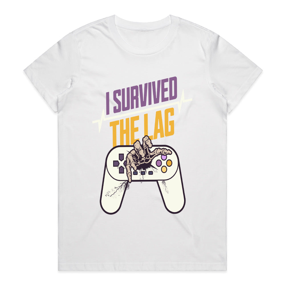 "I Survived The Lag – Funny Gamer Battle T-Shirt"