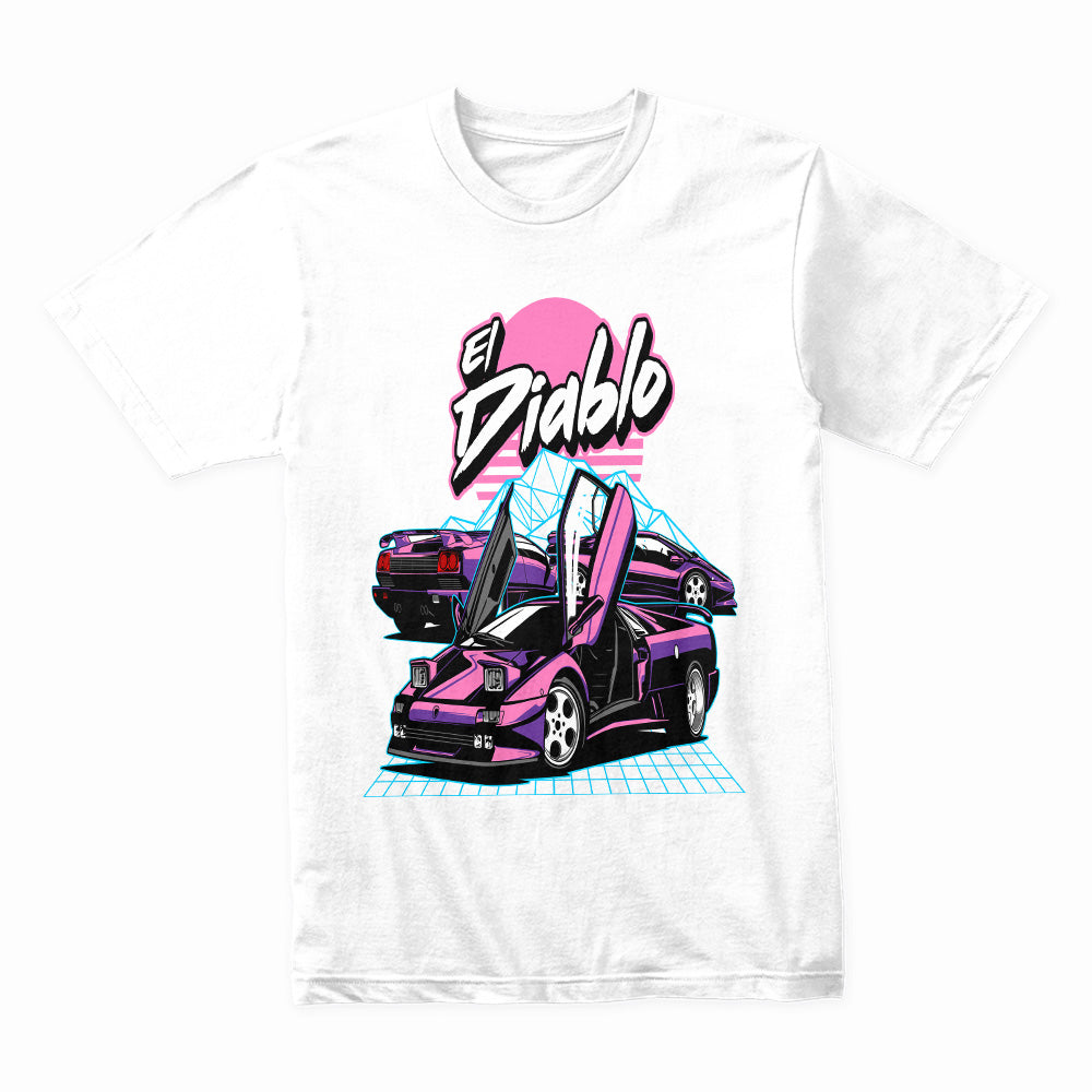 El Diablo Retro Supercar T-Shirt – 90s Neon Vibes & Exotic Speed