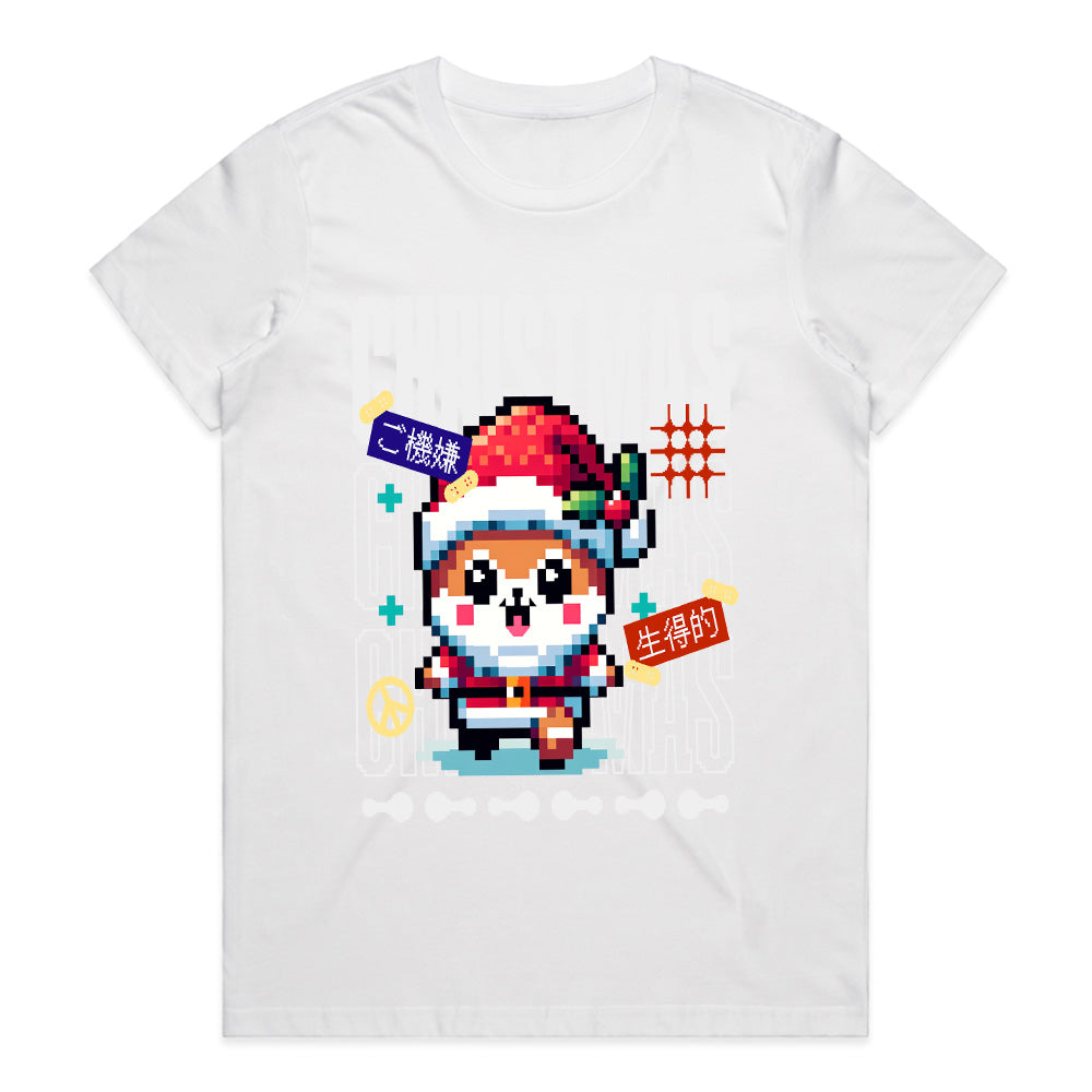 Pixel Santa Pug – Christmas Gamer Festive Graphic Tee