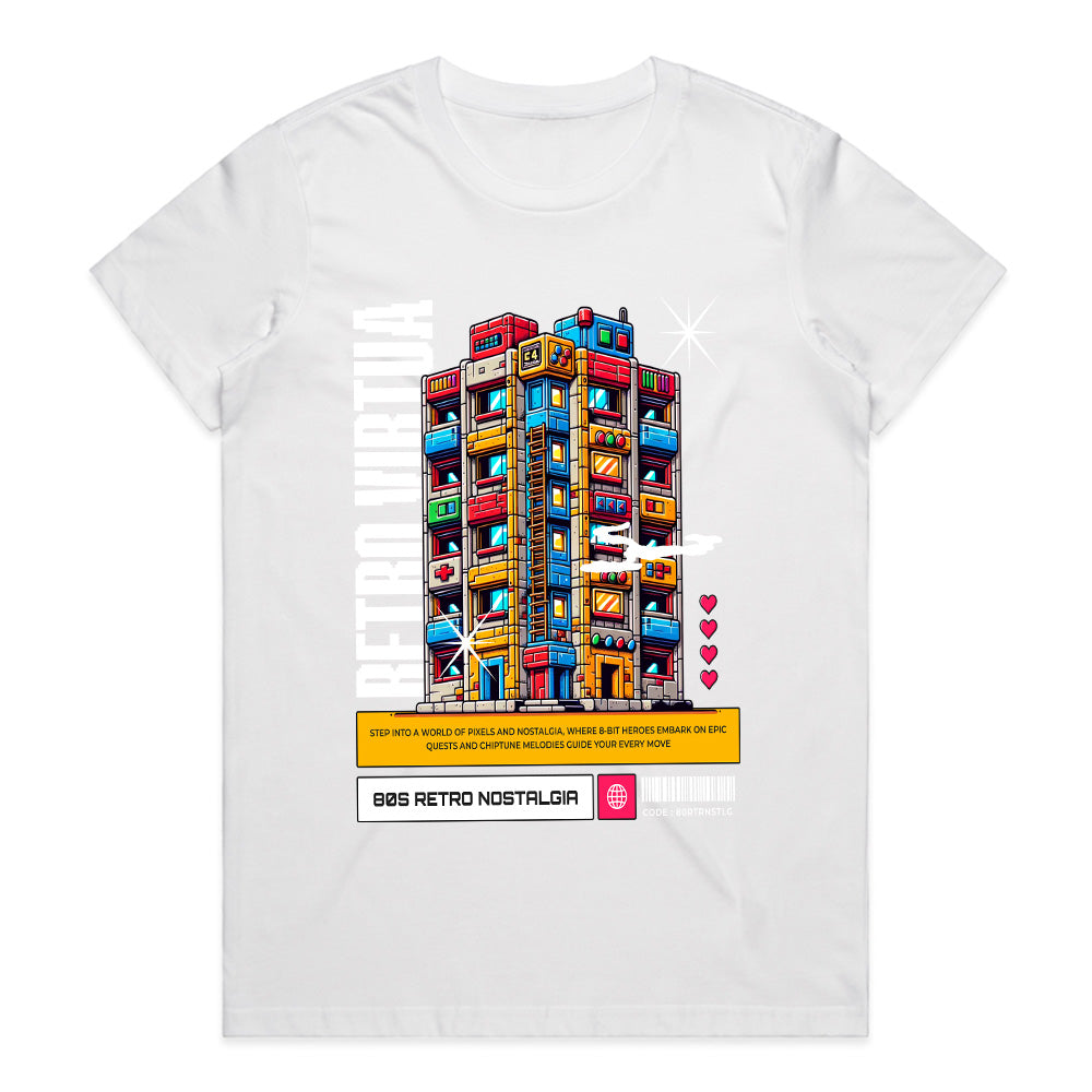 Retro Virtua" 8-Bit Cyber City T-Shirt – 80s Pixel Nostalgia