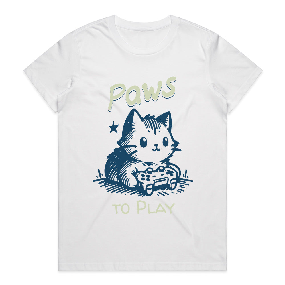 Paws to Play" Cute Gamer Cat T-Shirt – Perfect for Cat & Gaming Lovers