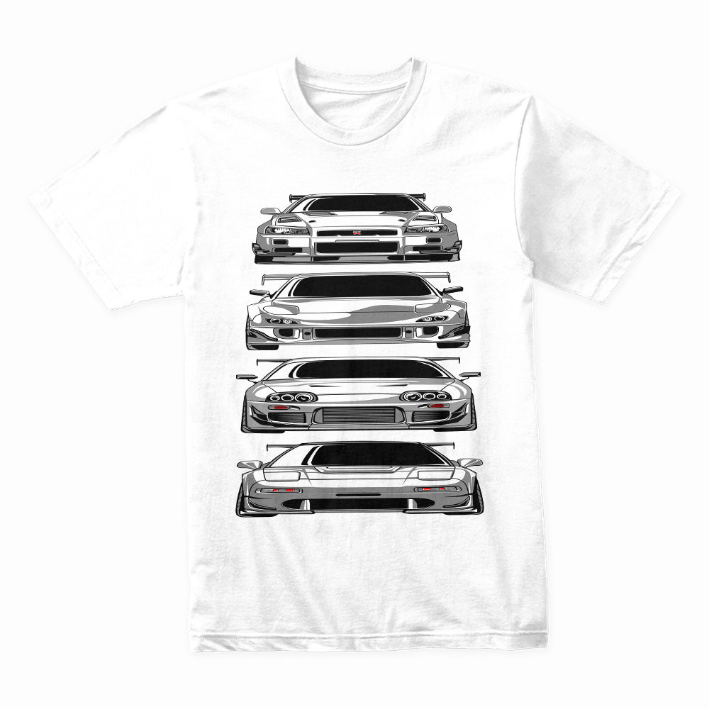 JDM Legends" Classic Japanese Sports Car Lineup T-Shirt