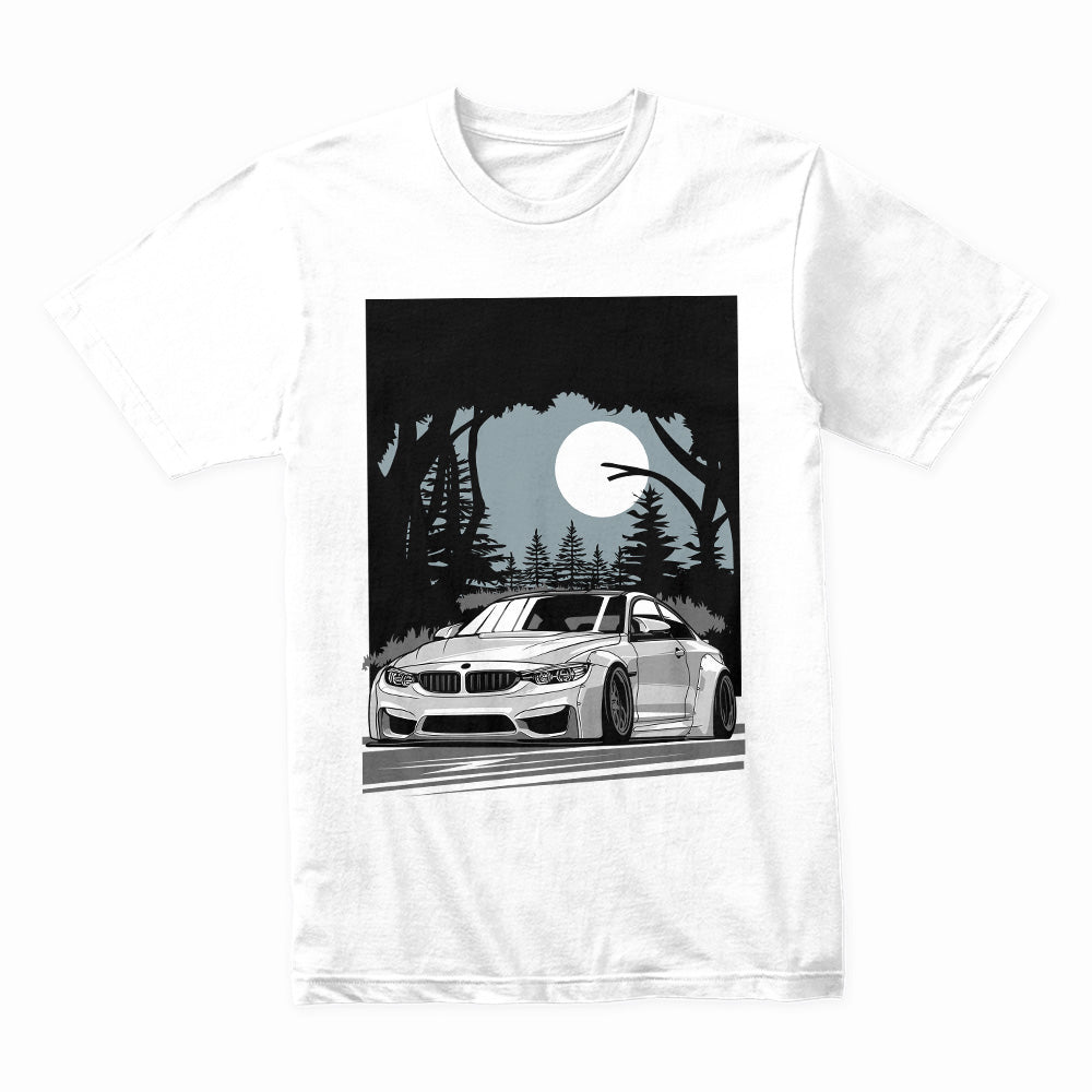 Midnight Drive – Slammed BMW Under Moonlight T-Shirt