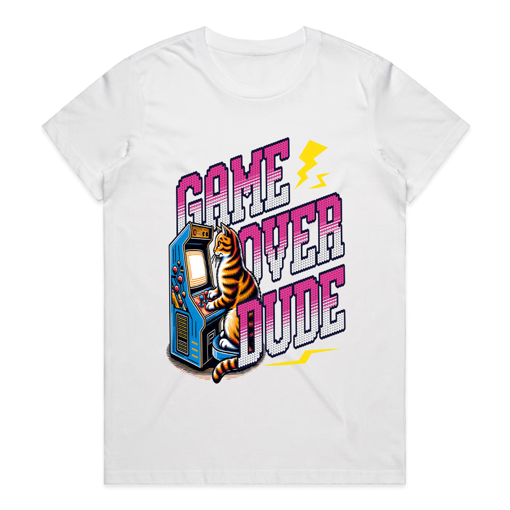 Game Over Dude - Retro Arcade Cat Gaming T-Shirt
