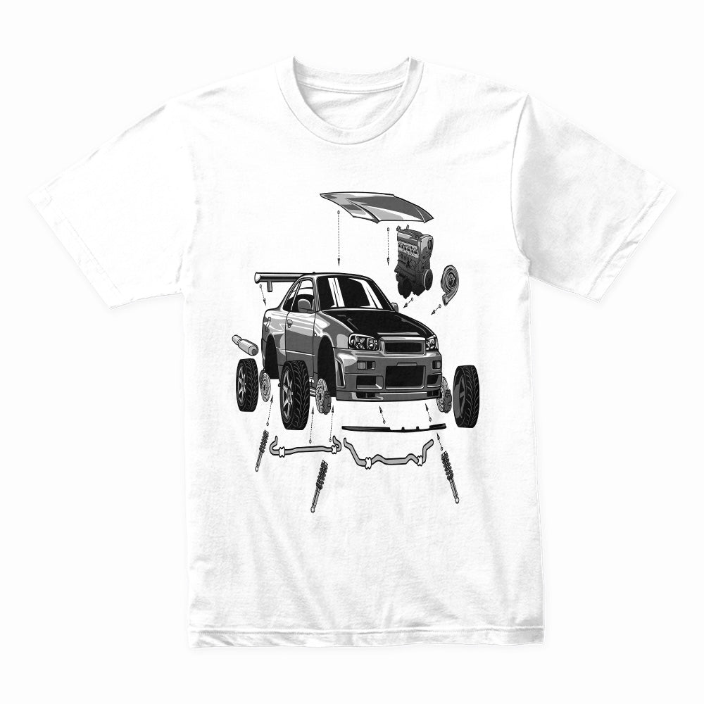 Skyline GT-R R34 Exploded View JDM Blueprint T-Shirt