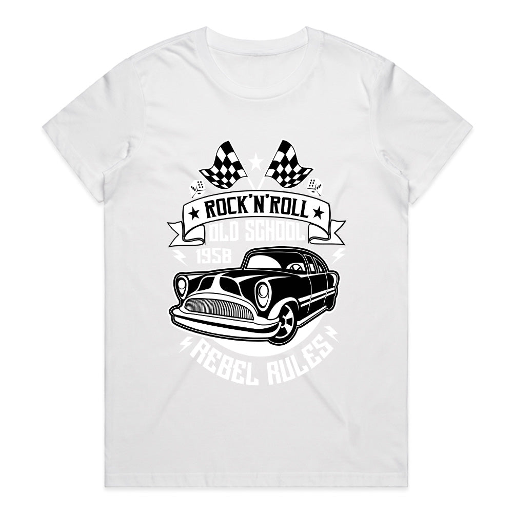 Rock'n'Roll Old School 1958 Rebel Rules Hot Rod Vintage Classic Car T-Shirt