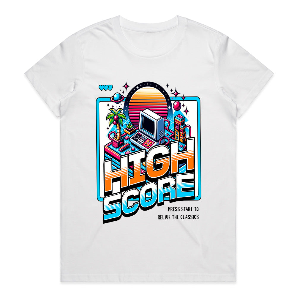 High Score - Retro Arcade Sunset Gaming T-Shirt
