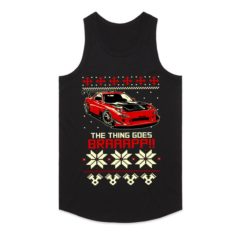 Rotary RX-7 Ugly Christmas Sweater Car T-Shirt – "The Thing Goes BRAAAP!!