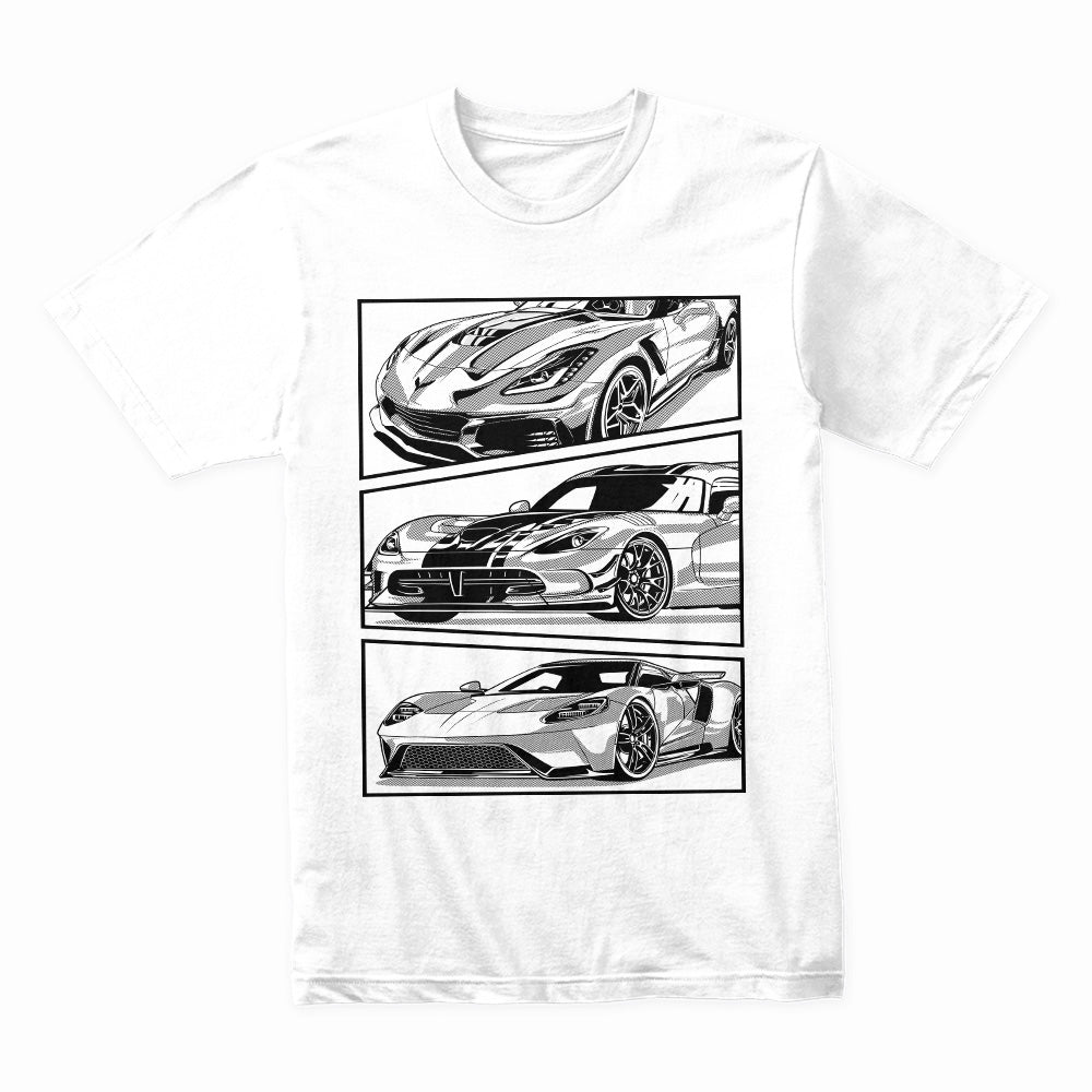 American Supercar Legends T-Shirt – Corvette & Ford GT Tribute!
