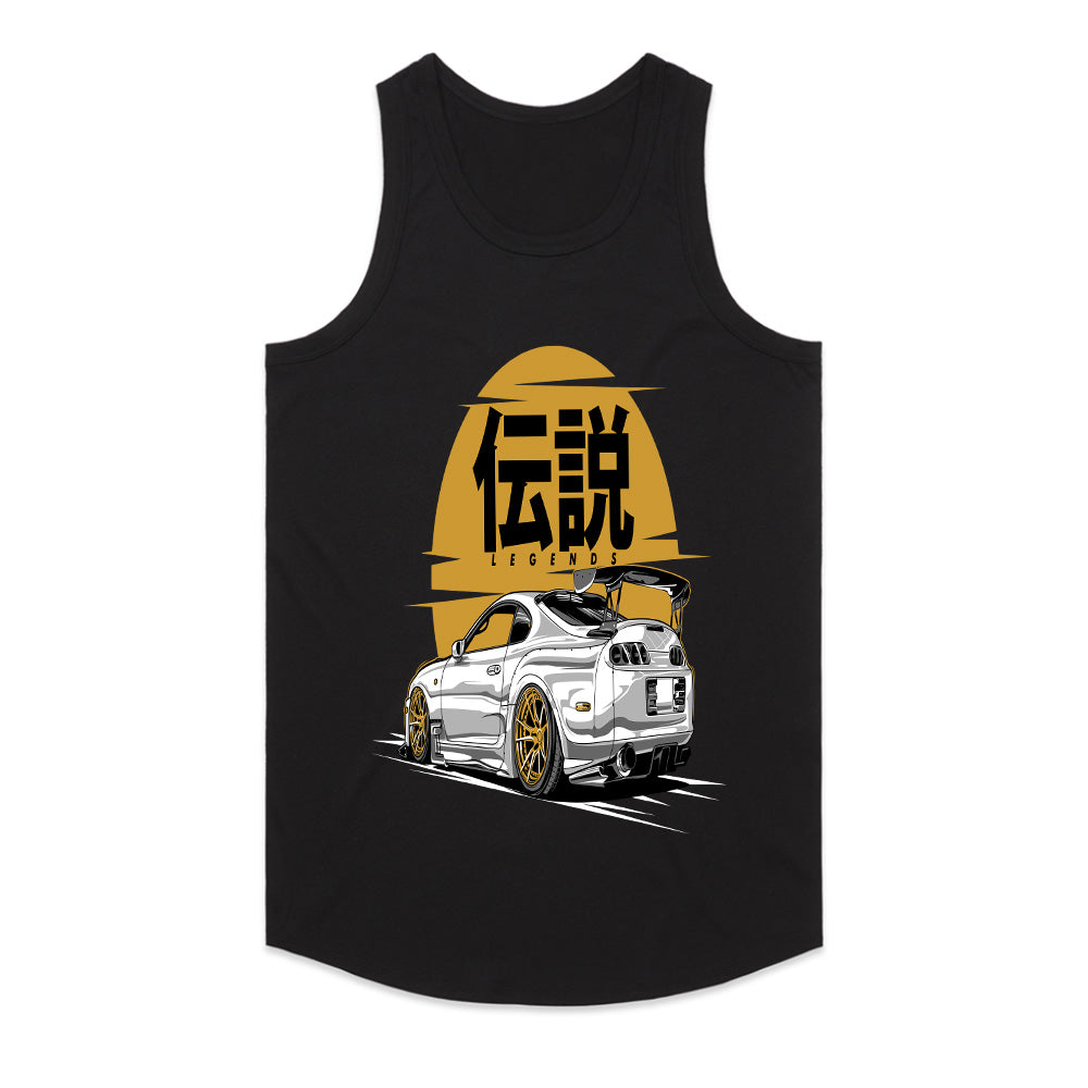 Toyota Supra MK4 "Legends" JDM T-Shirt – White Supra with Gold Accents