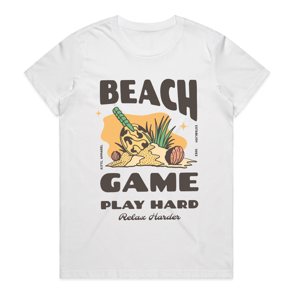 Beach Game T-Shirt – Play Hard, Relax Harder Retro Surf Style