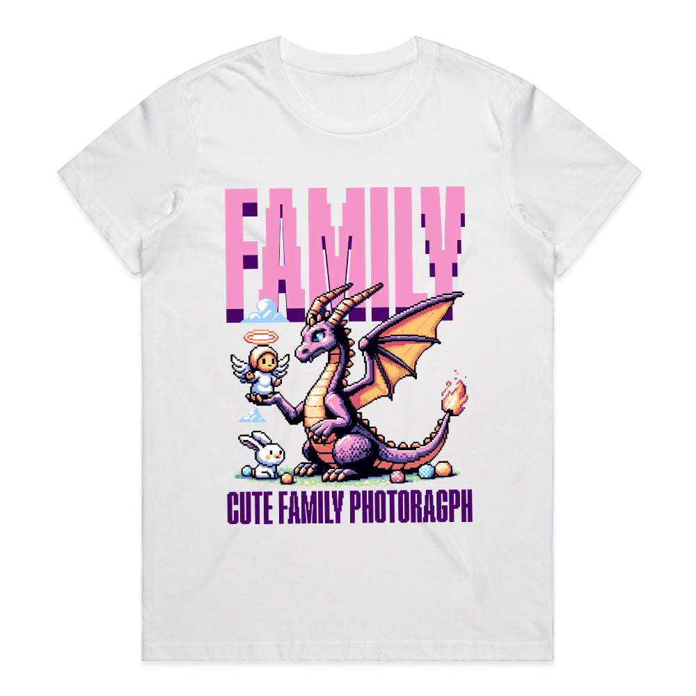 Pixel Art Family Dragon T-Shirt – Cute Retro Gaming Fantasy