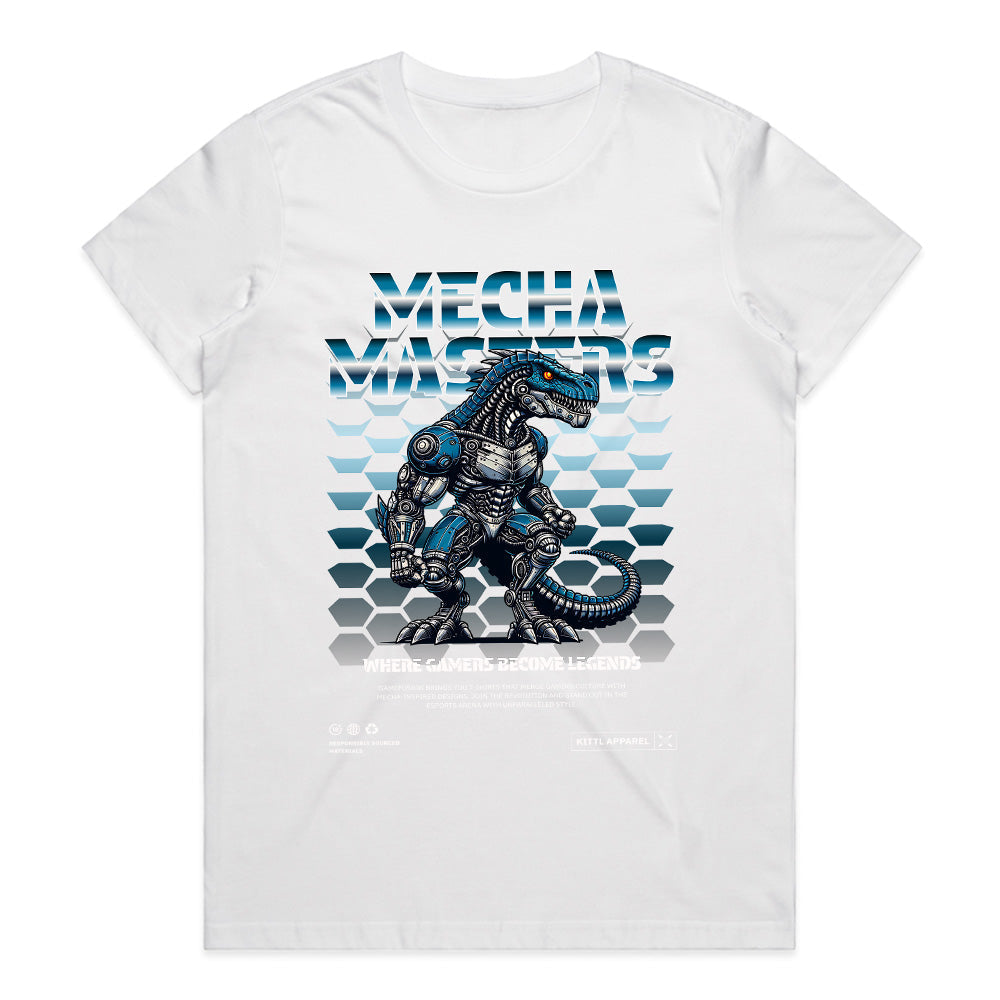 Mecha Masters T-Shirt – Futuristic Cyber Dino Warrior