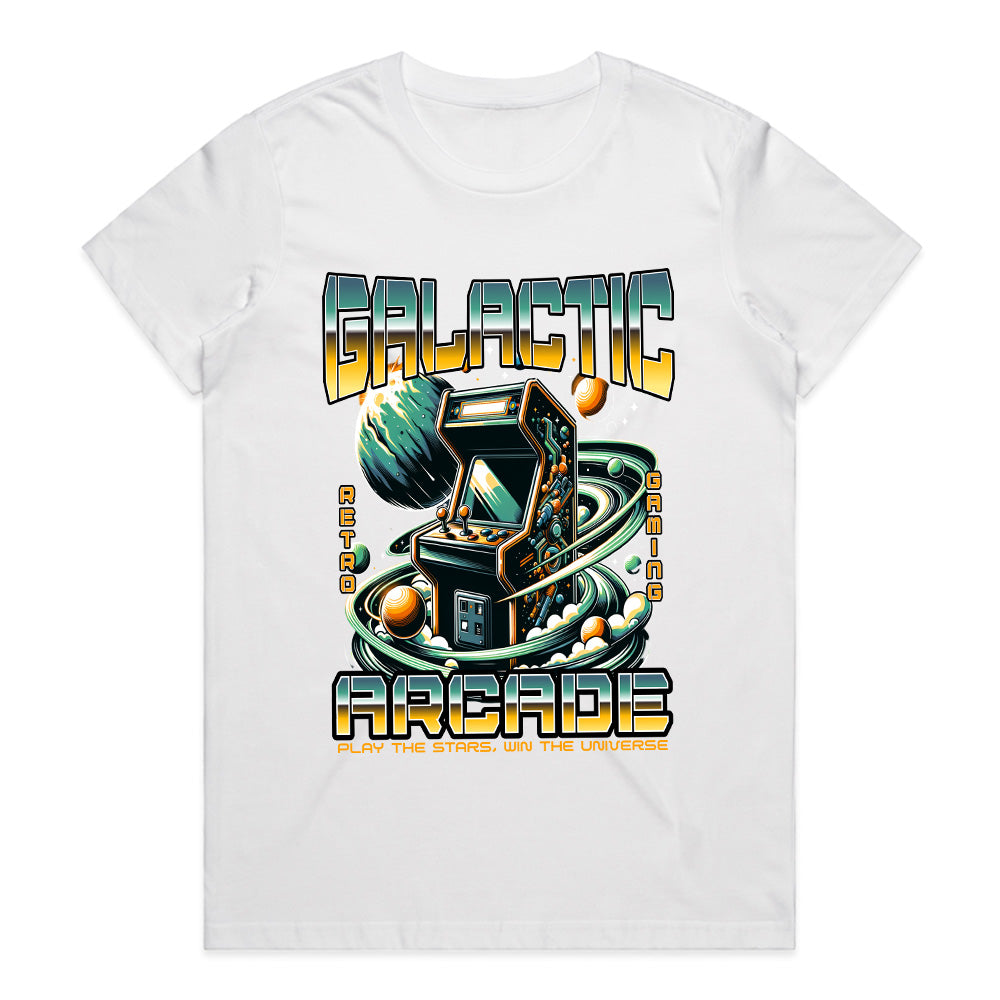 Galactic Arcade T-Shirt – Retro Gaming Meets Outer Space
