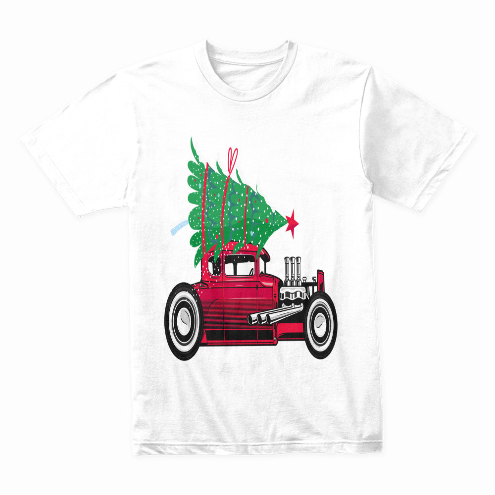 Classic Red Hot Rod Christmas Tee – Vintage Holiday Car Lover's Shirt