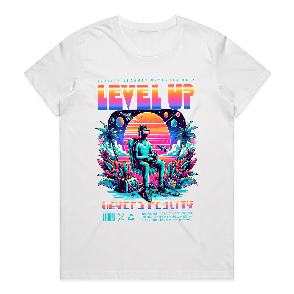 Level Up VR T-Shirt – Neon Cyberpunk Gaming Aesthetic