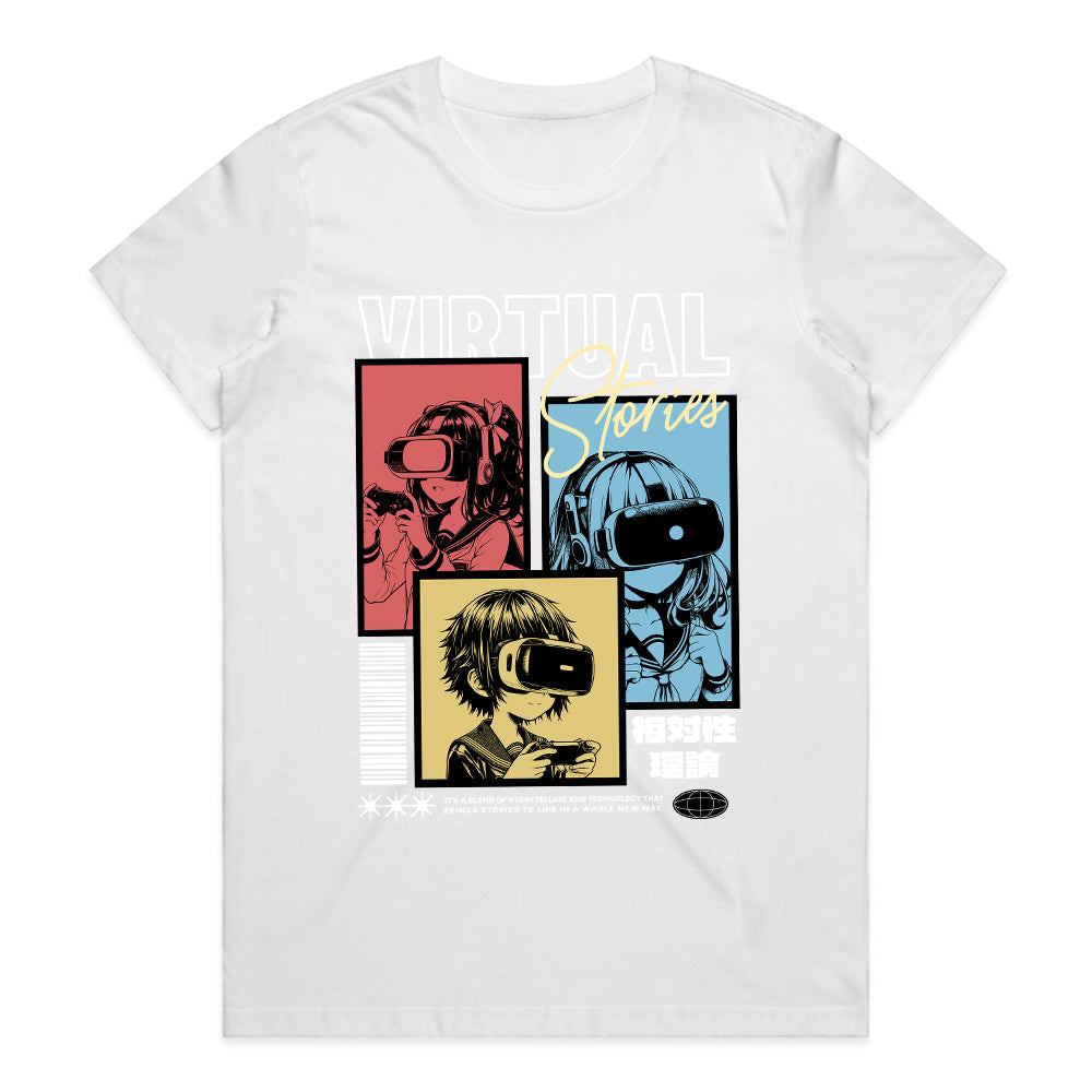 Virtual Stories T-Shirt – Anime Cyber VR Aesthetic