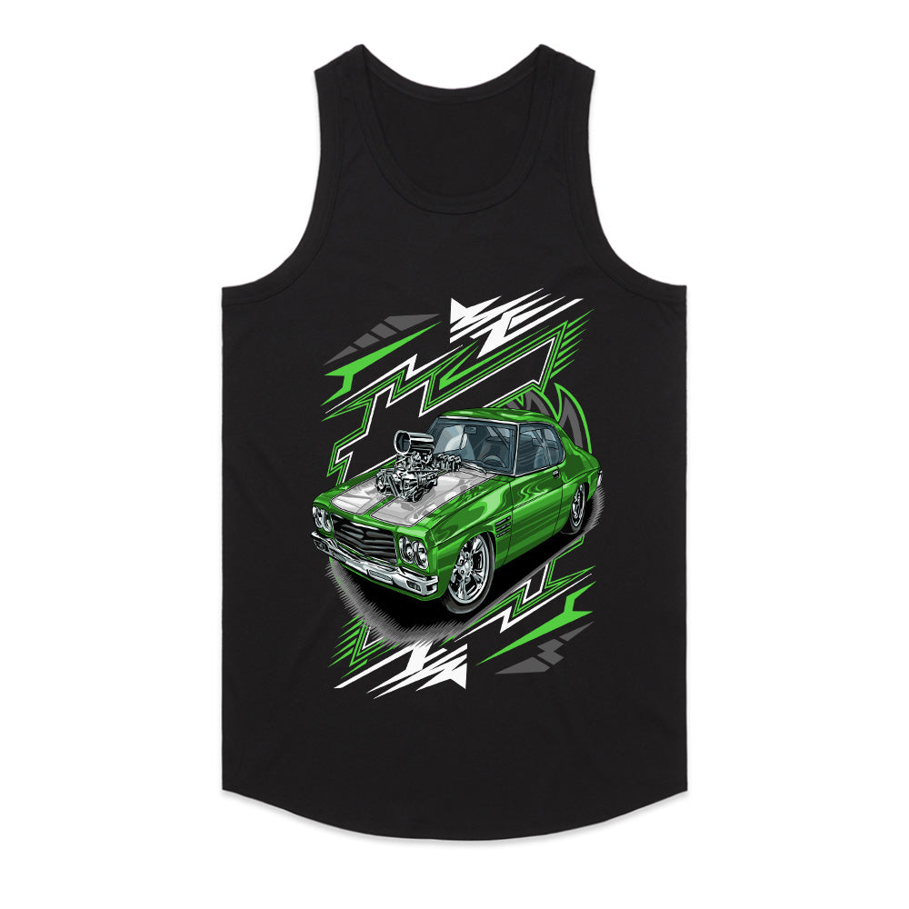 Green Machine Race Car Graphic T-Shirt – High-Speed Performance Design for Car Enthusiasts