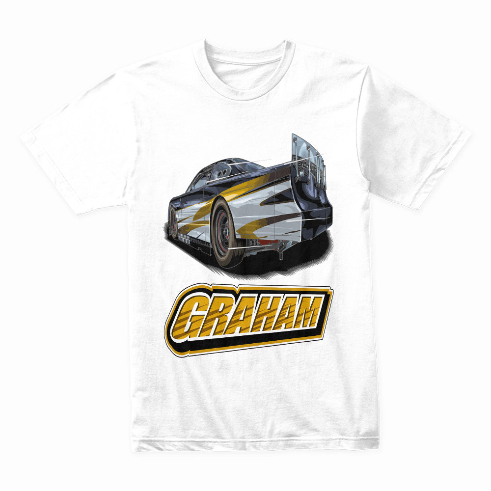 Graham Race Car Graphic T-Shirt – Dynamic Racing Design for Motorsport Enthusiasts