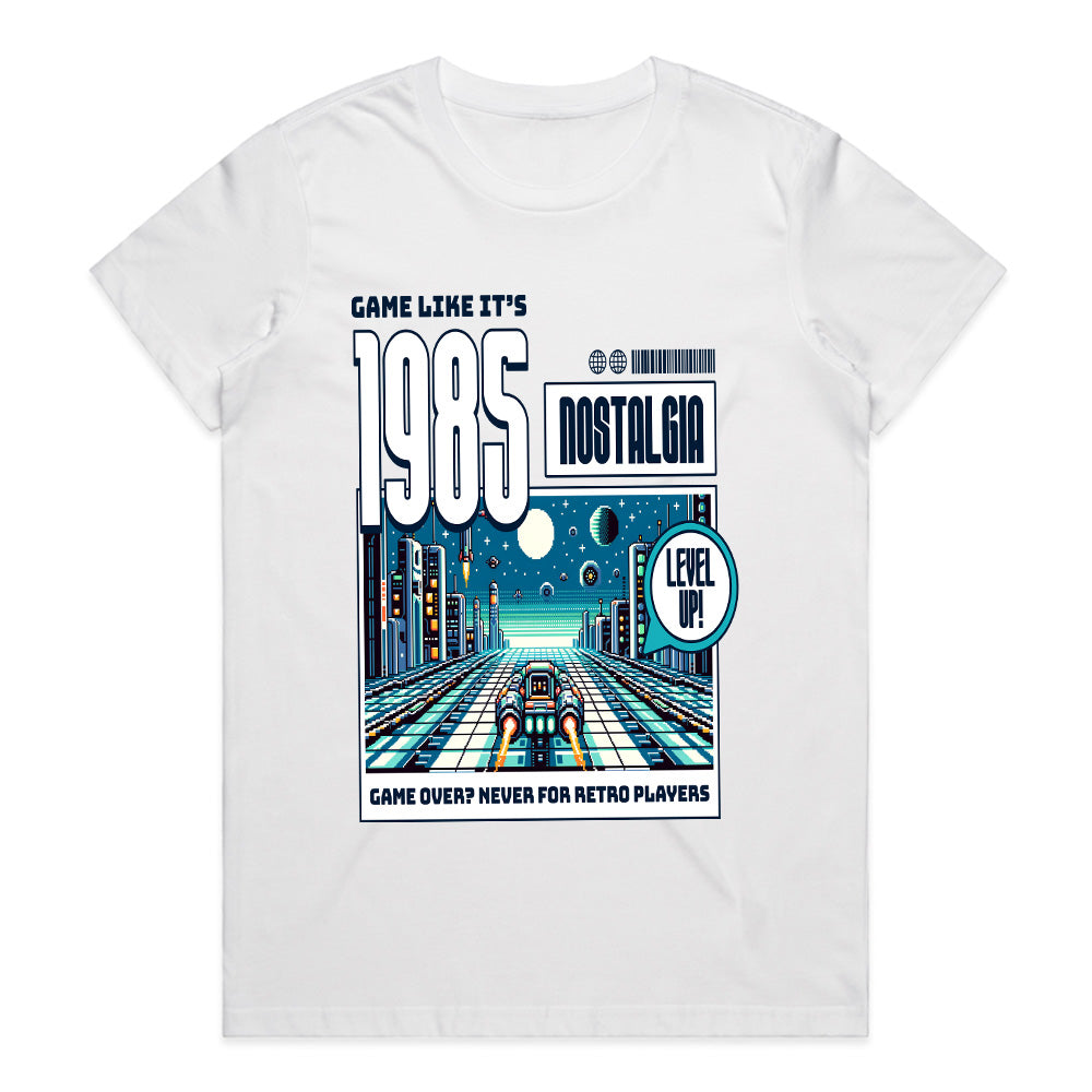 1985 Nostalgia T-Shirt – Retro Arcade Racing Adventure