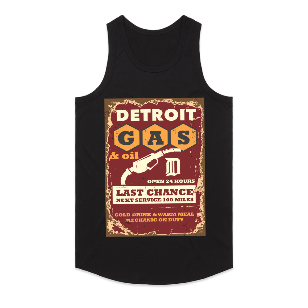 Detroit Cruise Vintage Gas Station T-Shirt – Classic Hot Rod & 24-Hour Service Design