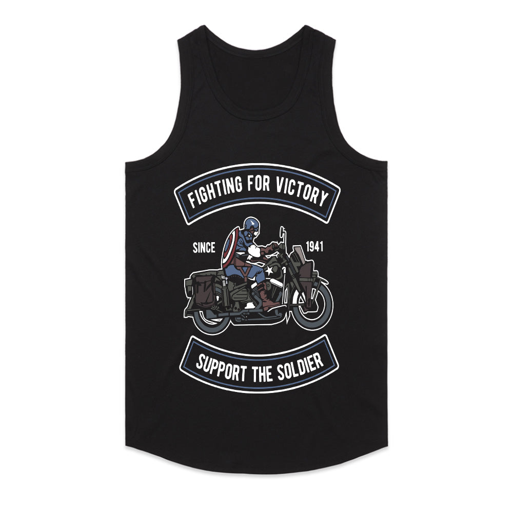 Fighting for Victory – Support the Soldier T-Shirt | Vintage Military Motorcycle Design