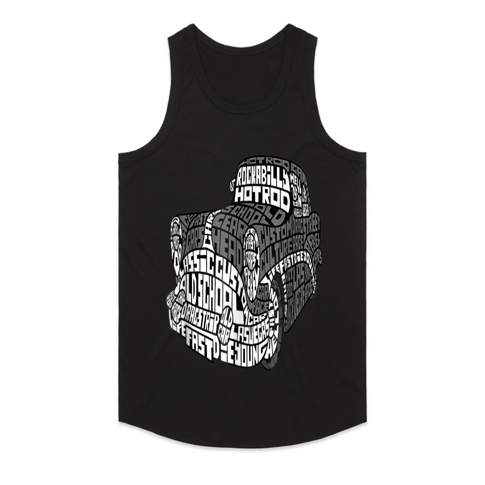 Vintage Hot Rod Word Art T-Shirt | Old School Garage Design for Car Enthusiasts