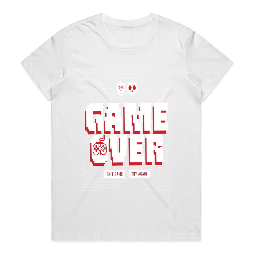 Retro "Game Over – Try Again?" T-Shirt – 3D Pixel Arcade Design