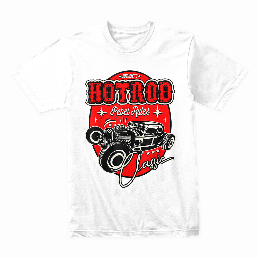 Hot Rod Rebel Rules T-Shirt | 50s Retro Rockabilly Classic Car Design