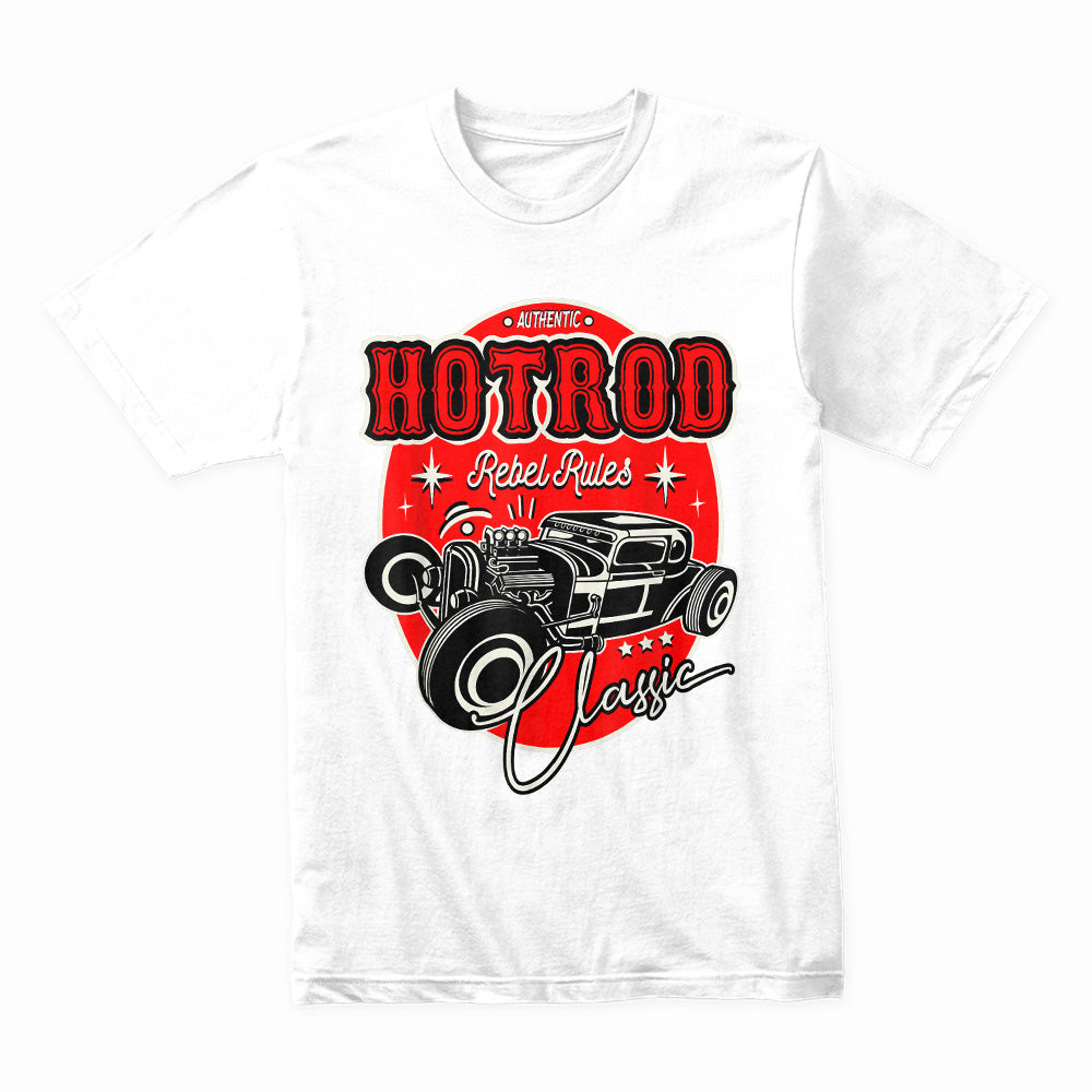 Hot Rod Rebel Rules Classic Car T-Shirt | 50s Retro Rockabilly Hot Rod Design