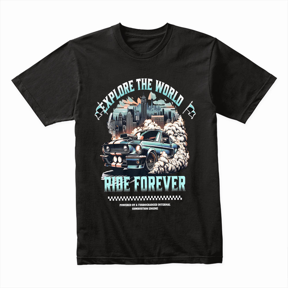 Ride Forever – Explore the World Muscle Car Tee