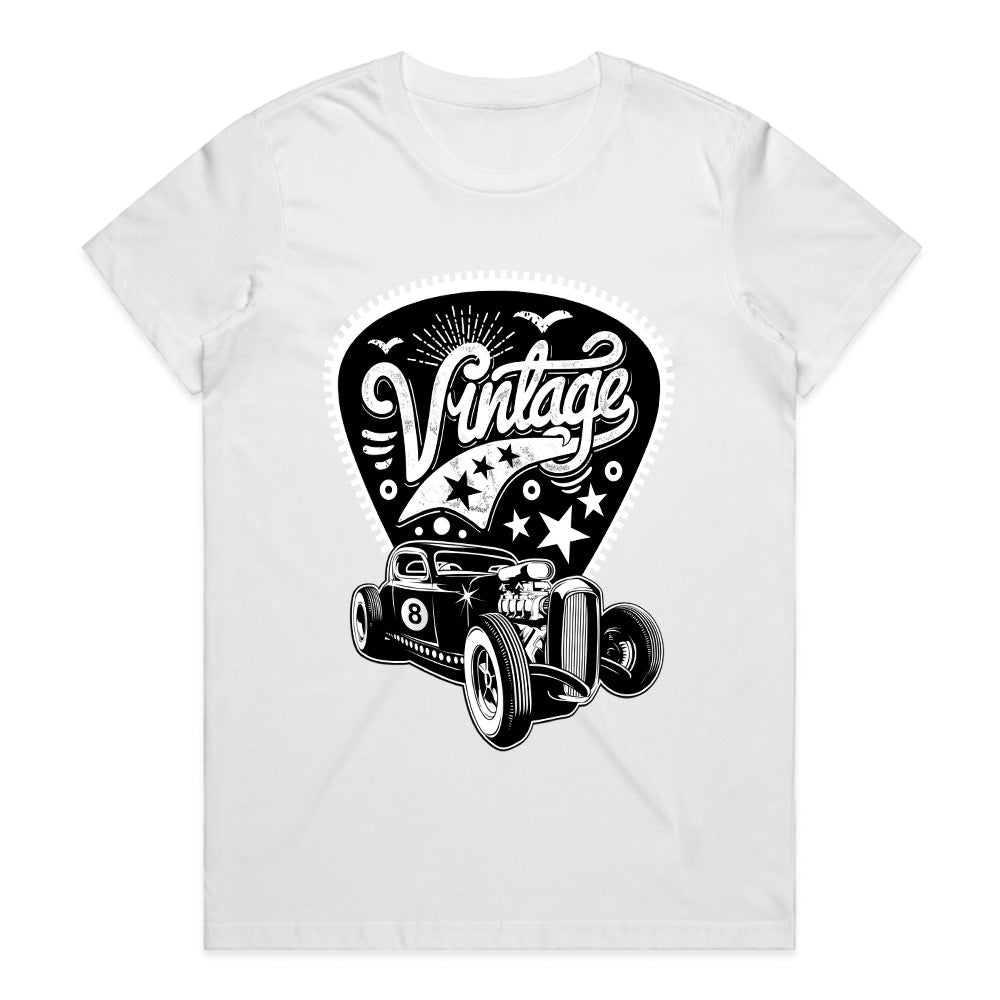 Vintage Hot Rod Rockabilly T-Shirt – 50s Classic Car Design with Stars & Retro Style
