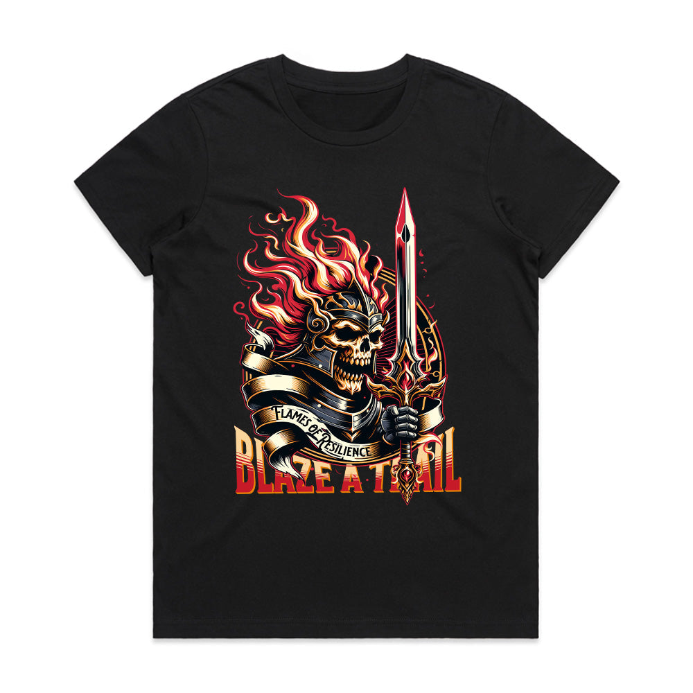 Blaze A Trail – Flames of Resilience Warrior Tee