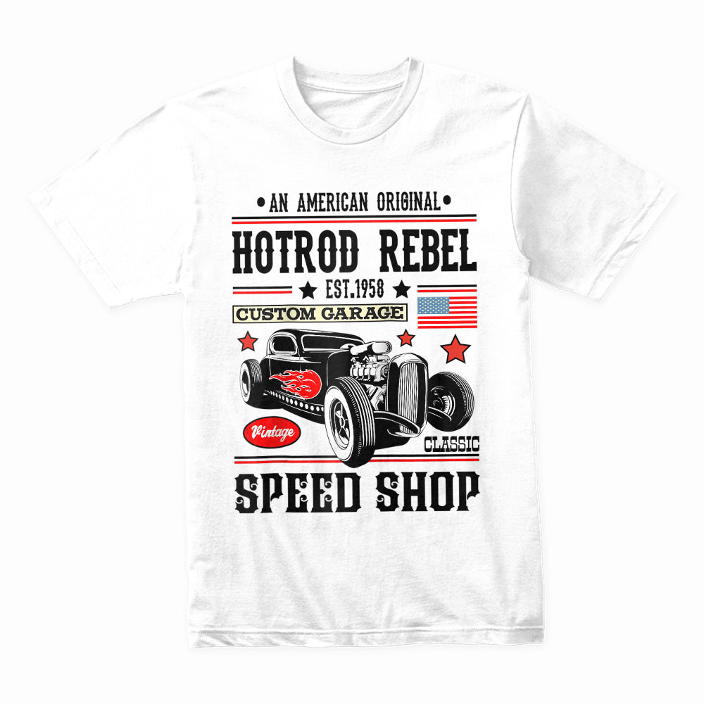 Hot Rod Rebel Vintage Classic Car T-Shirt – 1950s Rockabilly Custom Garage Tee
