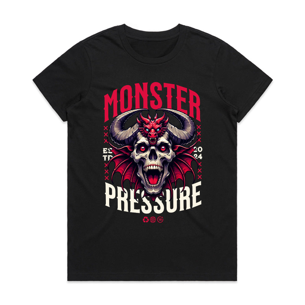 Monster Pressure T-Shirt – Dark Gothic Skull & Demon Aesthetic