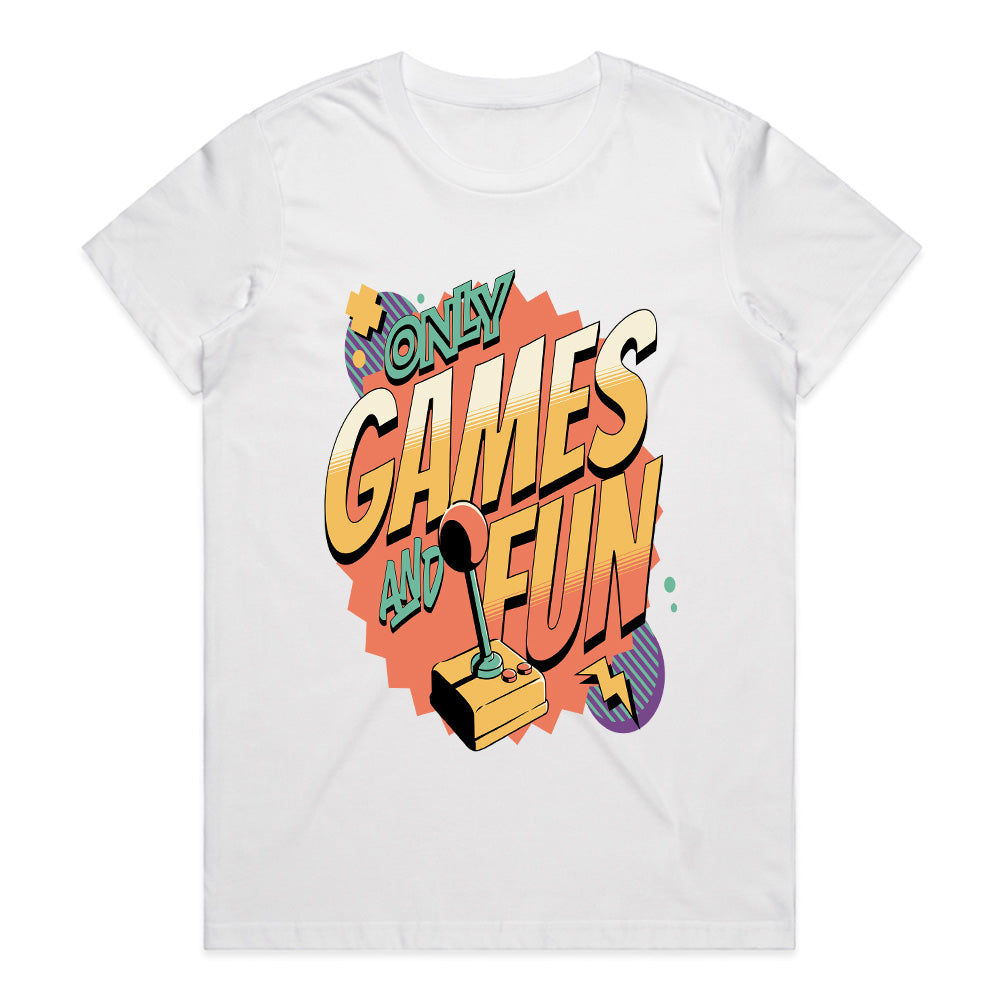 "Only Games and Fun – Retro Arcade Joystick Gaming T-Shirt"