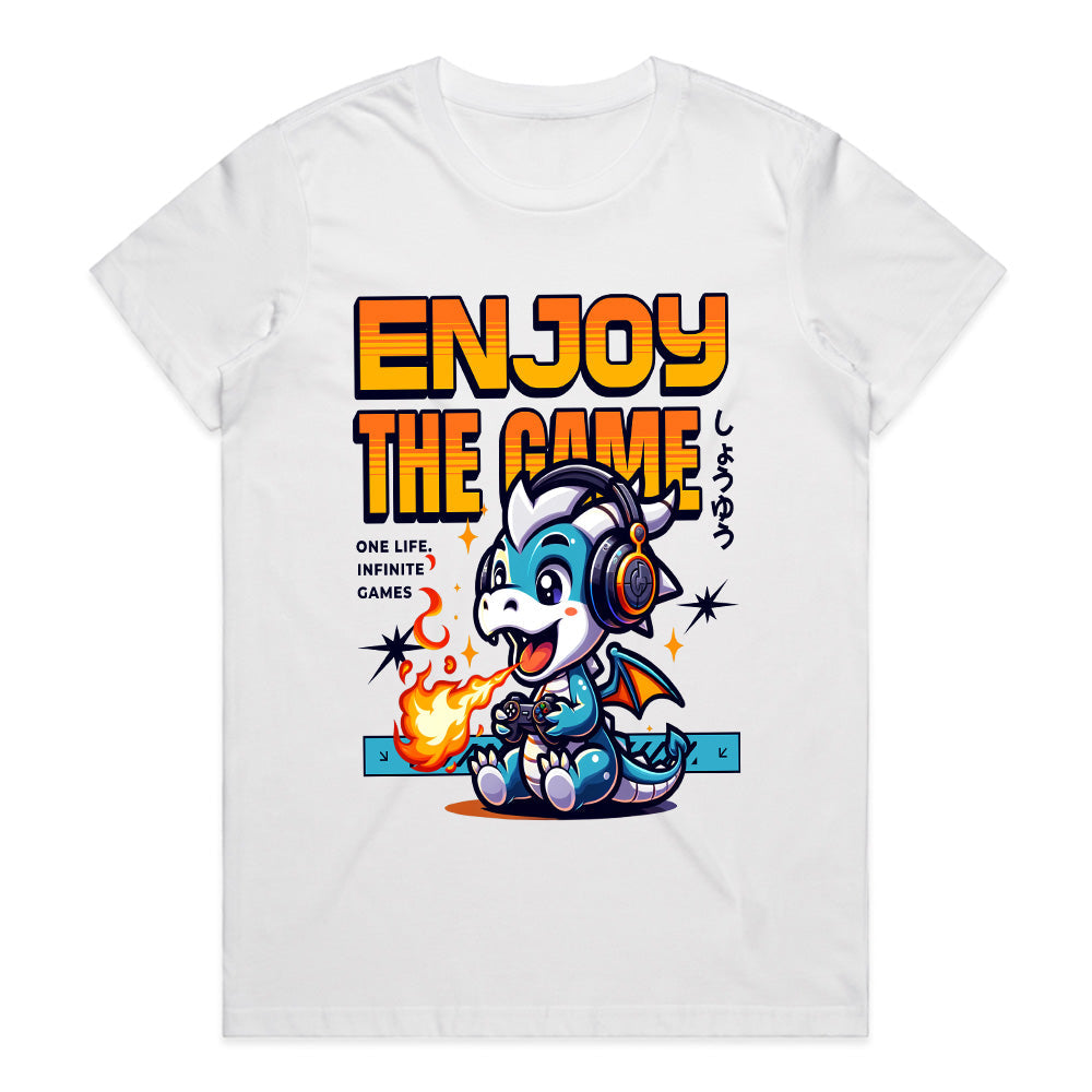 Gamer Dragon T-Shirt – "Enjoy the Game" Cute Gaming Dragon Design