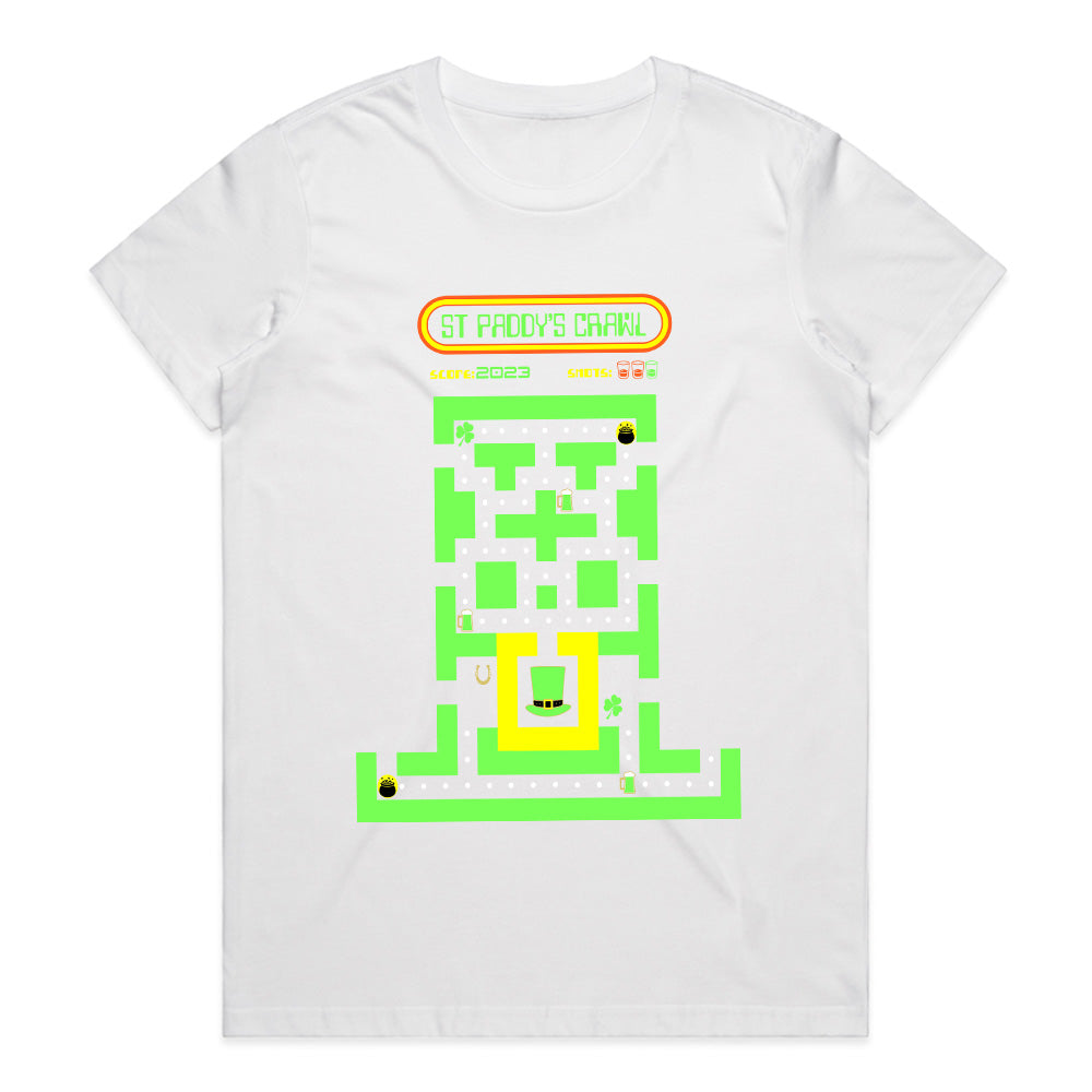 St. Paddy's Crawl Retro Arcade T-Shirt – Irish Gaming Fun!
